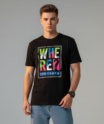 Men’s Outlaws Fashion printed cotton T-shirt with casual fit, featuring bold graphic design and short sleeves.