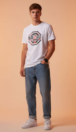 Men’s Outlaws Regular Printed T-Shirt in 100% cotton, casual wear with bold graphic design and comfortable fit.