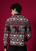 Men’s Premium 100% Cotton Flat Knit Sweater – Geometric Winterwear
