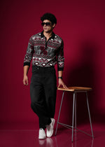 Men’s Premium 100% Cotton Flat Knit Sweater – Geometric Winterwear