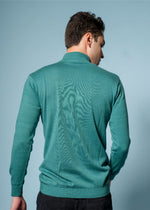 Men’s Pure Cotton Sea Green Textured Knit Sweater – Premium Comfort & Timeless Style