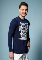 Men’s Pure Cotton Textured Graphic Sweater – Premium Comfort & Artistic Style