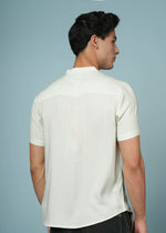 Men’s rayon shirt with samurai and dragon print, featuring bold artistic design for casual wear by Outlaws Fashion.