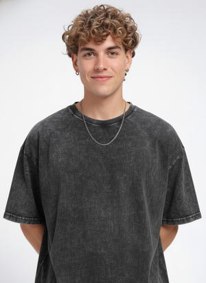 Outlaws Acid Wash Black T-Shirt for Men