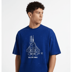 Men's Outlaws Acid Wash Blue T-Shirt from My Store, featuring a casual fit with distressed acid wash denim look.