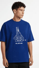 Men's Outlaws Acid Wash Blue T-Shirt with distressed design, shown in a virtual photoshoot, featuring a casual fit and vintage style.