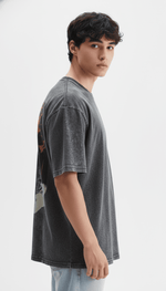 Men's Outlaws Acid Wash Grey T-Shirt with a relaxed fit, featuring a vintage-inspired design and casual style.
