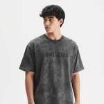 Men's Outlaws Acid Wash Grey T-Shirt by My Store, showcasing a casual, distressed grey cotton tee with a rugged acid wash finish.