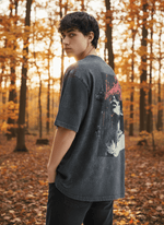 Men's Outlaws Acid Wash Grey T-Shirt with casual fit, featuring a vintage-inspired design and faded grey fabric.