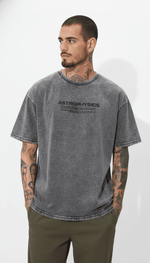 Grey acid wash T-shirt for men featuring a casual fit, shown in a virtual photoshoot, styled by My Store.