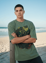 Outlaws Acid Wash Olive T-Shirt for Men