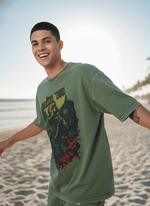 Outlaws Acid Wash Olive T-Shirt for Men