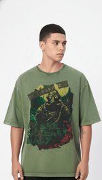 Outlaws Acid Wash Olive T-Shirt for Men