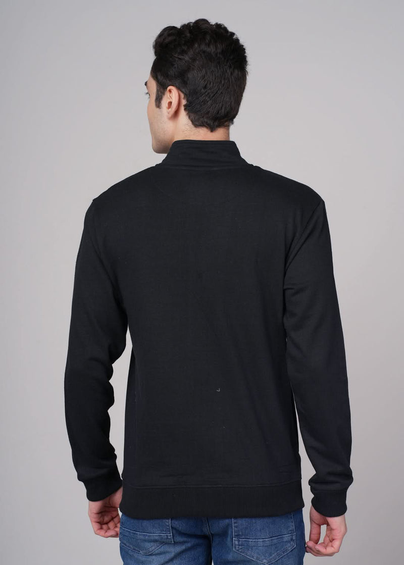 Outlaws Black men's sweat jacket with hood, front zipper, and casual fit, perfect for comfortable everyday wear.