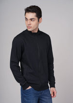 Men's black sweat jacket by Outlaws Fashion, featuring a casual fit and zip-up front, perfect for comfortable everyday wear.