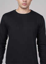 Black men's Outlaws sweatshirt with logo graphic, casual fit, and ribbed cuffs, from Outlaws Fashion.