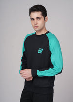 Men's Fashion Sweatshirt Black and Teal Casual Wear