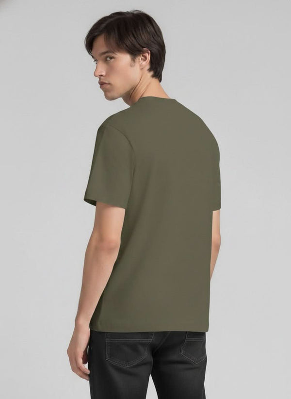 Men's Olive Green Skater Graphic Casual Oversized T-Shirt
