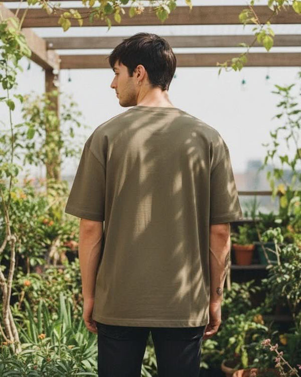 Men's Olive Green Streetwear Graphic T-Shirt with Skate Inspired Design