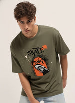 Men's Graphic Print Skate Culture Tee Olive Green