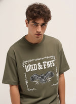 Men's Oversized Graphic Tee with Eagle Design