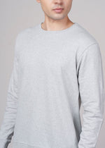 Outlaws Grey Melenge Sweatshirt for Men, casual fit with textured fabric, featuring a relaxed neckline and long sleeves.