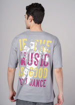 Outlaws Grey oversized men's graphic T-shirt with bold design, casual fit, and stylish streetwear look.