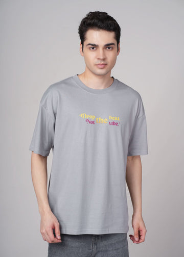 Outlaws Grey Over Size Graphic T-Shirt for Men, casual fit with bold graphic design, displayed on a plain background