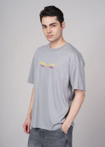 Outlaws Grey oversized graphic T-shirt for men with bold front design, casual fit, and comfortable fabric from Outlaws Fashion.