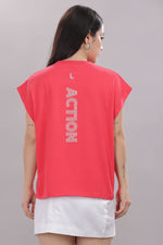 Outlaws Fashion women's hot coral workout tank top, sleeveless athletic top with breathable fabric for fitness and gym activities.