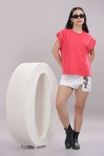 Outlaws Hot Coral women's workout tank top with sleeveless design and athletic fit, perfect for fitness activities.