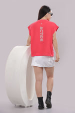 Outlaws Fashion hot coral workout tank top for women, sleeveless athletic top with a fitted design and breathable fabric.