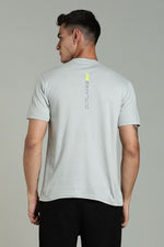 Outlaws Light Grey Athleisure T-shirt for men, casual fit, soft fabric, and stylish design shown on a model.
