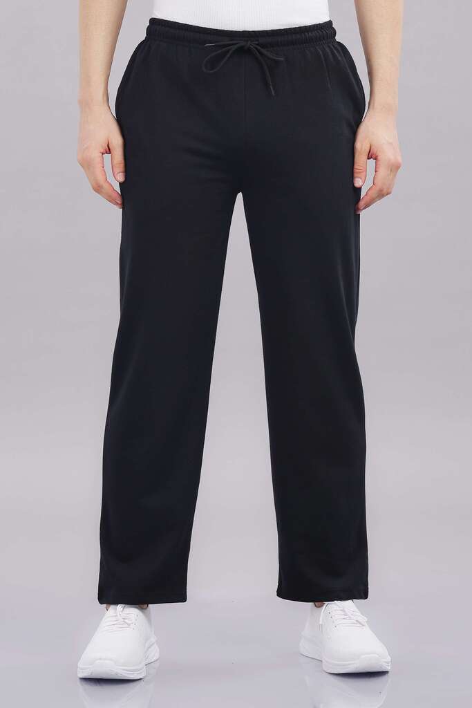 black track pants back view for men everyday wear