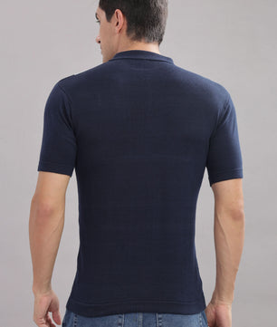 Men's vertical stripe polo t-shirt by Outlaws Fashion, made of 100% cotton, casual wear with classic style and vibrant stripe pattern.