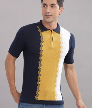 Men's premium cotton polo shirt with vertical stripes from Outlaws Fashion, casual wear featuring a classic collar and short sleeves.