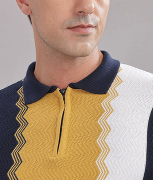 Men's vertical stripe polo t-shirt by Outlaws Fashion, made of 100% cotton, casual wear with classic style and comfortable fit.