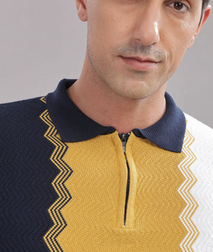 Outlaws Fashion premium cotton men's polo t-shirt with vertical stripes, casual wear, featuring a classic collar and short sleeves.