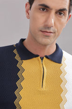 Outlaws Fashion premium cotton men's polo t-shirt with vertical stripes, casual wear, featuring a classic collar and short sleeves.
