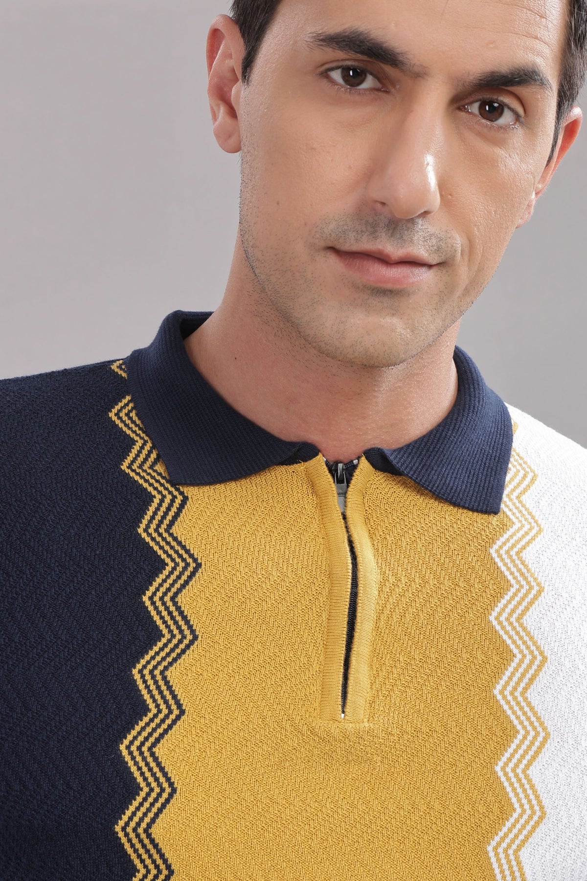 Outlaws Fashion premium cotton men's polo t-shirt with vertical stripes, casual wear, featuring a classic collar and short sleeves.