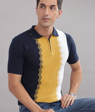 Outlaws Fashion men's cotton polo shirt with vertical stripes, casual wear, 100% cotton fabric.