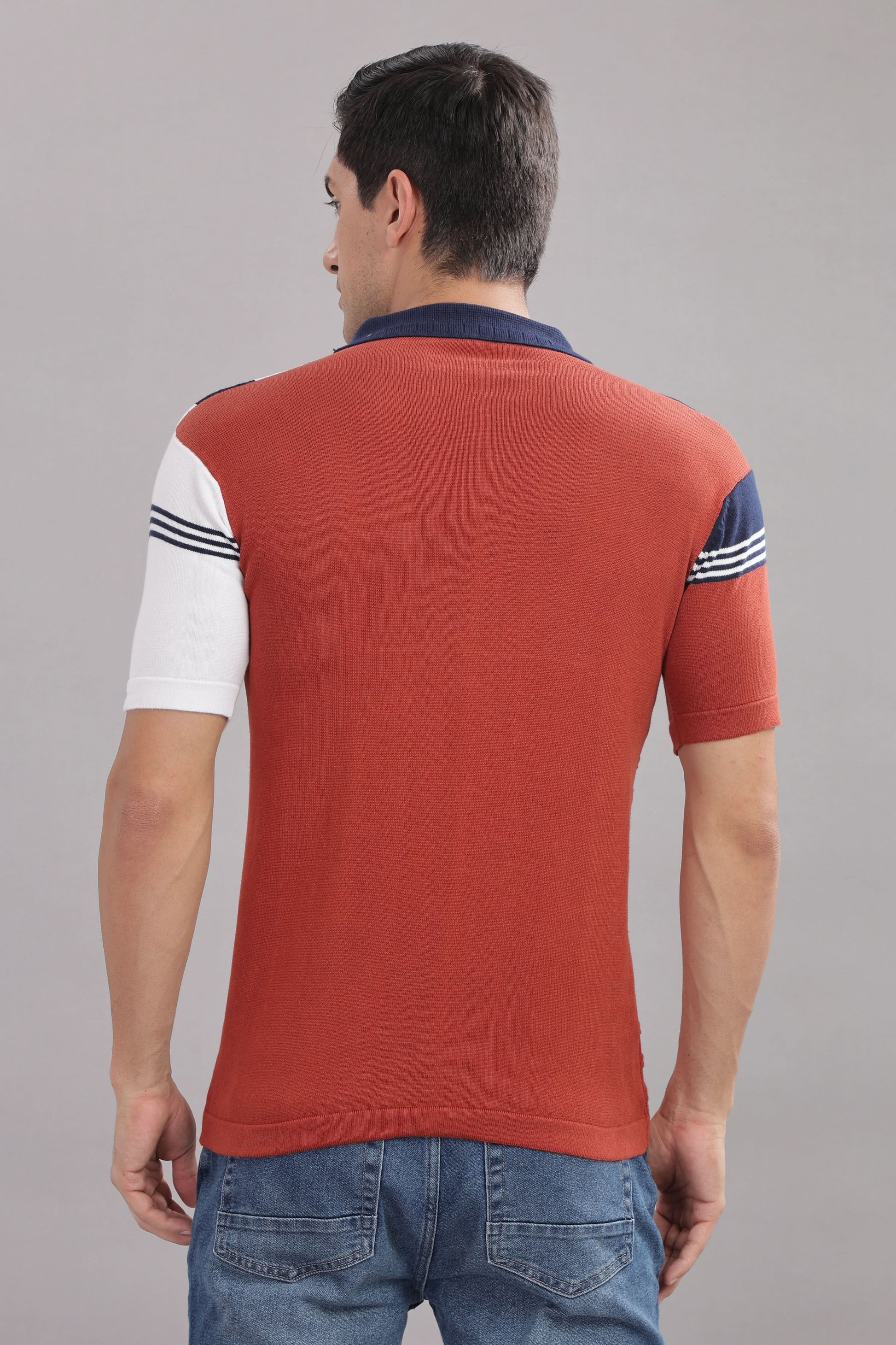 stylish men knitted polo t shirt textured pattern