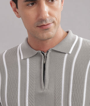 outlaws men polo t shirt knitted zip collar modern style