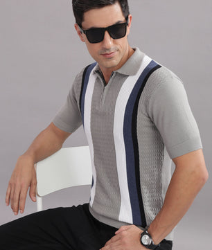 Outlaws Fashion premium cotton striped flat knit t-shirt with multicolor design, stylish and comfortable for casual wear
