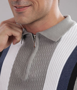 Outlaws Fashion premium cotton striped flat knit T-shirt with multicolour design, stylish and comfortable for casual wear.