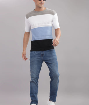 stylish men knitted t shirt textured fabric front view