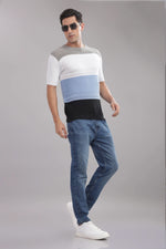 men casual knitted t shirt colorblock everyday wear
