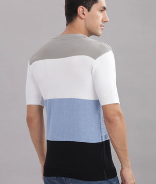 cotton knit t shirt men slim fit textured design
