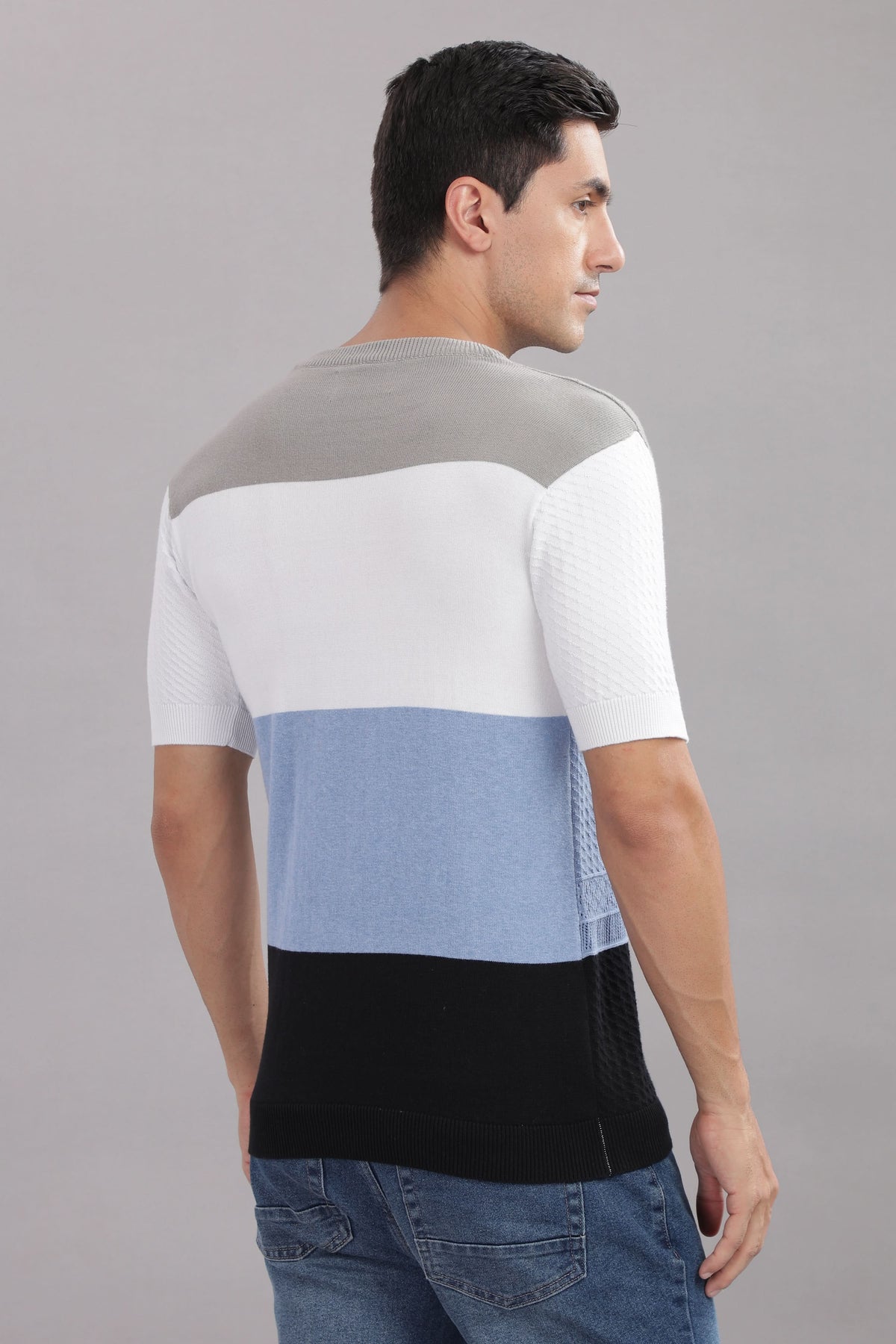 cotton knit t shirt men slim fit textured design