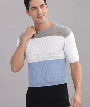colorblock knitted t shirt for men casual outfit
